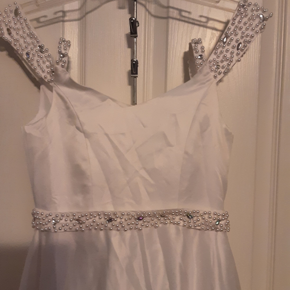 Home Made Wedding Elegant White Beaded Dress